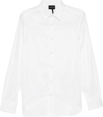 Emporio Armani Stretch Pima Cotton Shirt - Heren - Zakelijke Overhemden - Wit - L - Katoen - Overhemden