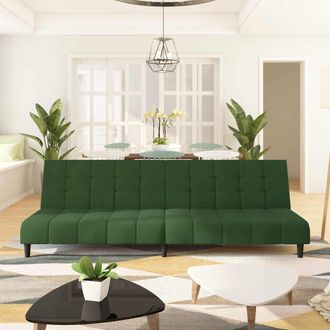 vidaXL Sof&aacute; Cama De 2 Plazas Terciopelo Verde Oscuro Vidaxl