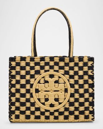 Tory Burch Ella Small Crochet Checkered Tote Bag