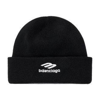 Balenciaga Beanies, male, Black, Size: S Logo Beanie