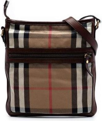 Burberry Pre-owned Canvas Crossbody Tas - Dames - Vintage Schoudertas - Beige - ONE Size - Leer - Vintage