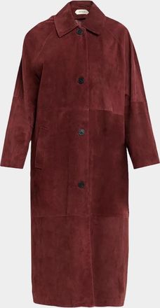 Arma Judy Button-Front Suede Coat