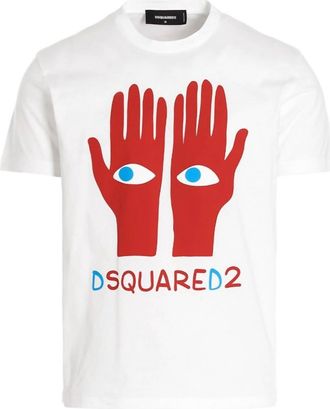 Dsquared2 Mens Eyes On Hand Tee In White/red