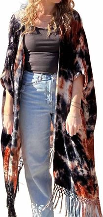 Angie Velvet Duster In Black Rust
