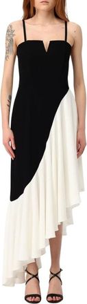 Karl Lagerfeld Maxi Dresses, female, Black, S, Asymmetrical Hem Ruffle Midi Dress