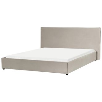 Beliani Cama De Agua Moderna De Terciopelo Gris Pardo 180 X 200 Cm Tradicional Vaucluse