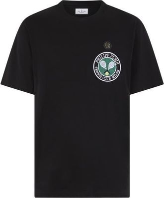 Philipp Plein Round Neck T-Shirt Patch Tennis Men in Black at Nordstrom, Size Xx-Large