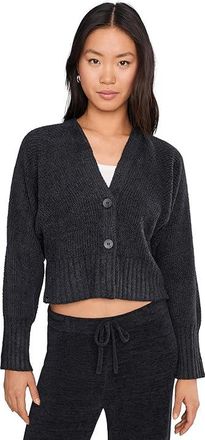 Barefoot Dreams CozyChic Lite(r) Cotton Ribbed Button Front Cardigan Womens Sweater Black : LG (US 12-14), Cotton/Nylon/Rayon