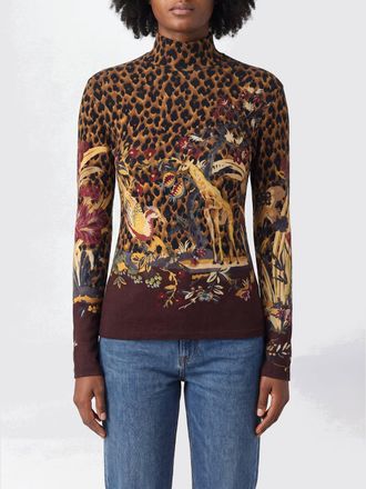Etro Slim Fit Animal Graphic Print Cotton Mock Neck Jumper