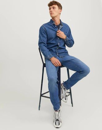 Jack & Jones Mens Jack & Jones Glenn Original 223 Slim Fit Jeans - Mid Blue - Size: 32/32