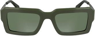 Calvin Klein Acetate Rechthoekige Zonnebril - Dames - Zonnebrillen - Groen - ONE Size - Accessoires