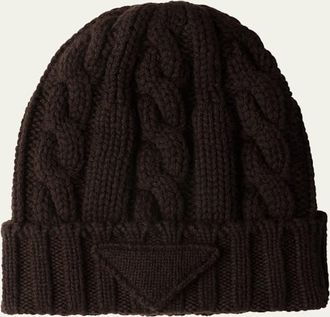 Prada Mens Cashmere Cable-Knit Beanie