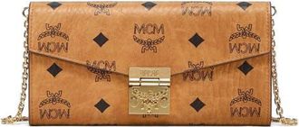 MCM Tracy Crossbody Wallet in Visetos in Cognac at Nordstrom