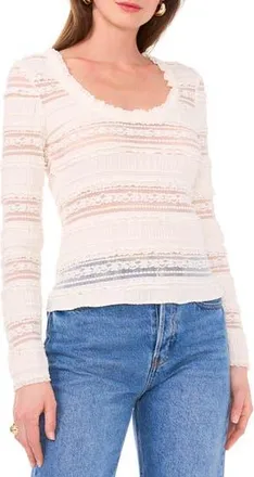 1.State Ruffle Long Sleeve Lace Top in New Ivory at Nordstrom Rack, Size Xx-Small