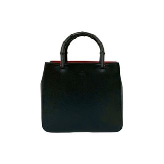 Gucci Black Leather Handbag Tote Bag (Pre-Owned)
