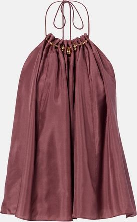 Zimmermann Aster beaded halterneck silk top