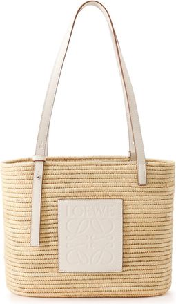 Loewe White Raffia Leather Basket Tote Bag (Pre-Owned)