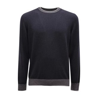 PESERICO Peserico, Round-neck Knitwear, male, Blue, Size: M Wool/Silk/Cashmere Sweater Blue/Grey