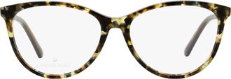 Swarovski SK5396 Crystal-Accented Oval Eyeglasses - Havana