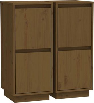 vidaXL Sideboards 2 pcs Honey Brown 31.5x34x75 cm Solid Wood Pine Vidaxl