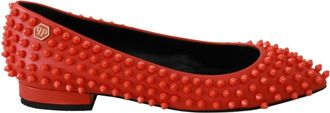 Philipp Plein Orange Leather Ballerina WHAT I DO Flats Womens Shoes