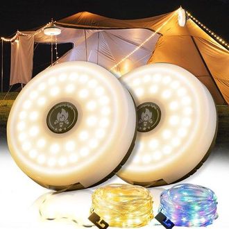 OEM 2 Guirnaldas De Luces 4 En 1 Para Camping, 8 Modos De Iluminaci&oacute;n (10 Metros), Resistentes Al Agua, Carga R&aacute;pida Tipo C, Port&aacute;tiles Para Camping