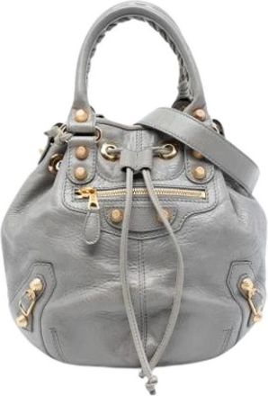 Balenciaga Pre-owned Bucket Bags, female, Gray, Size: ONE SIZE Pre-owned The Motocross Giant 21 Pompon