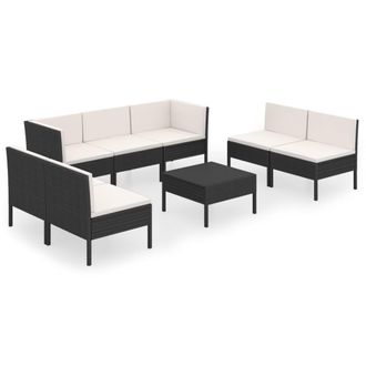 vidaXL Set Divani Da Giardino 8 Pz Con Cuscini In Polyrattan Nero Vidaxl