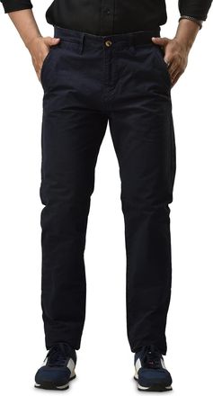 Generic Mens Slim fit Chinos Pants, Flat Front Design and Back Buttoned Pockets, Comfortable Mens Pants for Casual wear (UK, Waist & Inseam, 36, 34, Navy)