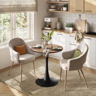Vicco Mesa De Comedor Carl, Nogal/negro, 70 X 70 Cm, Vicco