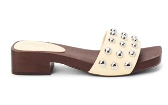 Matisse Footwear Womens Fiora Studded Slide Sandals In Butter