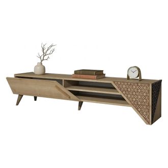 Dmora Mueble Para Tv Campli, Un Estante, Una Puerta, 3 Compartimentos, 180x40x37h Cm Color Roble Marr&oacute;n