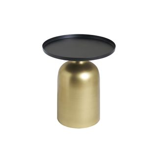 Miliboo Miliboo - Mesa Auxiliar De Dise&ntilde;o Redondo De Metal Dorado Con Tablero Negro Mate Ramses