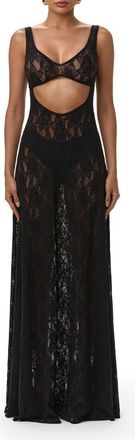 Naked Wardrobe Lace Cutout Maxi Dress in Black at Nordstrom, Size X-Small