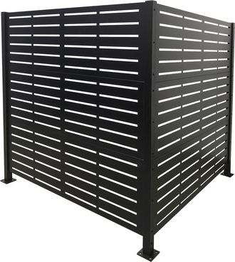 Relaxdays Relaxdays Line Revestimiento Para Contenedores, 2 Paneles 120 X 120 Cm, Cerramiento Modular Para Cubos De Basura, Negro
