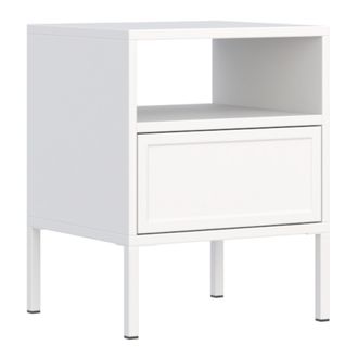 Selsey Selsey Velveto - Mesita De Noche Con Caj&oacute;n Y Hueco, Blanco, 45 Cm
