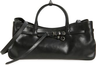 Margesherwood Grandma Buckle Suede Shoulder Bag in Black Pull-Up at Nordstrom