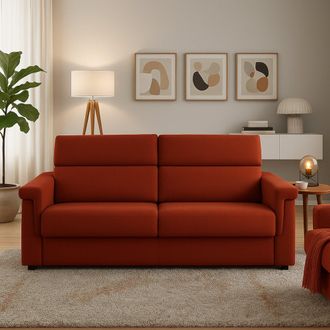 Dmora Sof&aacute; Fijo 2 Plazas Lapio, Desenfundable, Hidr&oacute;fugo Hecho En Italia, Lavable, 185x95x100h Cm Naranja