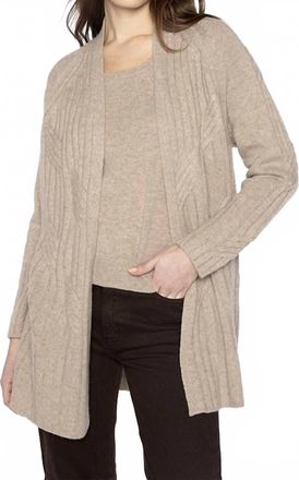 Kinross Cashmere Easy Cable Cardigan In Taupe