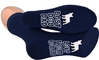 Generic Best Dog Dad French Bulldog Sole Print Design Socks Personalised with Name Mens UK 5-12, One Pair, Navy Blue