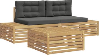 vidaXL Vidaxl 4 Uds. Conjunto De Sof&aacute;s De Exterior Poli&eacute;ster Blanco