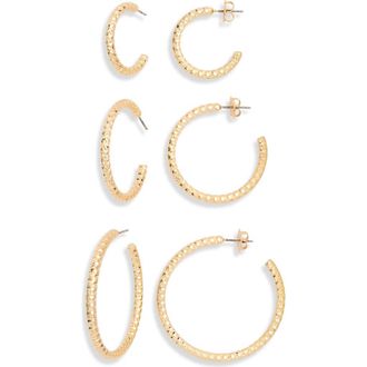 Nordstrom Rack Set of 3 Textured Hoop Earrings in Gold at Nordstrom Rack
