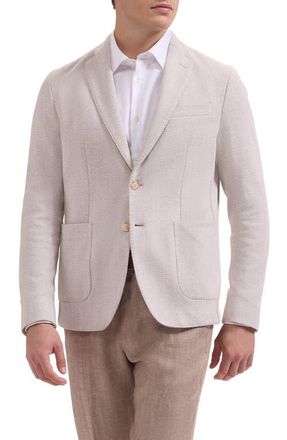 Bugatchi Tan Herringbone Knit Cotton Blend Sport Coat in Sand at Nordstrom, Size 46