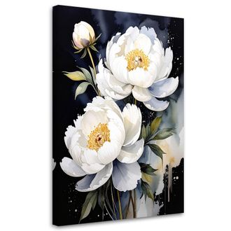 Feeby Cuadro En Lienzo Peon&iacute;as Blancas Flores Plantas Naturaleza 70x100