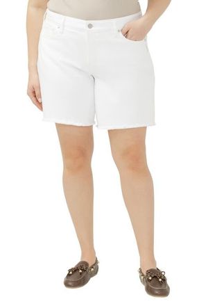 Silver Jeans Co Suki Raw Hem Denim Shorts in White at Nordstrom, Size 14W