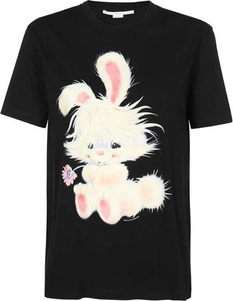 Stella McCartney Maxi Print Katoenen T-shirt - Dames - T-shirts - Zwart - 2XS - Katoen - Tops