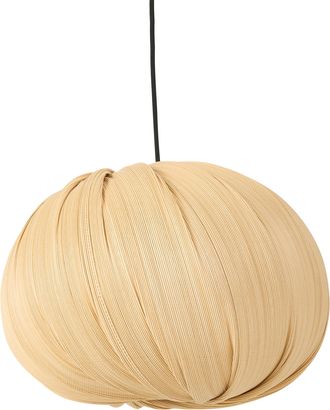 Beliani L&aacute;mpara Colgante De Bamb&uacute; Con Pantalla De Globo Tejida Estilo Boho R&uacute;stico Natural Mngeni
