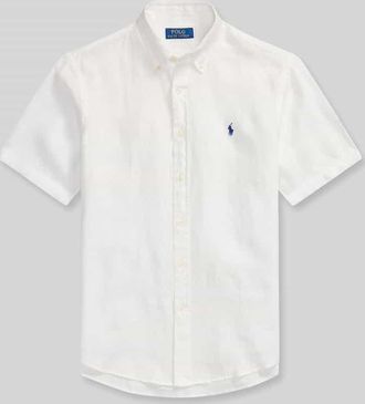 Polo Ralph Lauren Regular Fit Leinenhemd mit Button-Down-Kragen in Weiss, Gr&ouml;&szlig;e XXL
