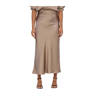 Notre-V Nv-Hildegard Midi Rok - Dames - Rokken - Beige - Maat: XS Satijn