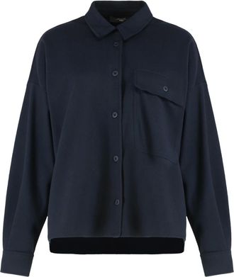 Max Mara Jassen, Dames, Blauw, M, Katoen, Crop Single-Breasted Jas